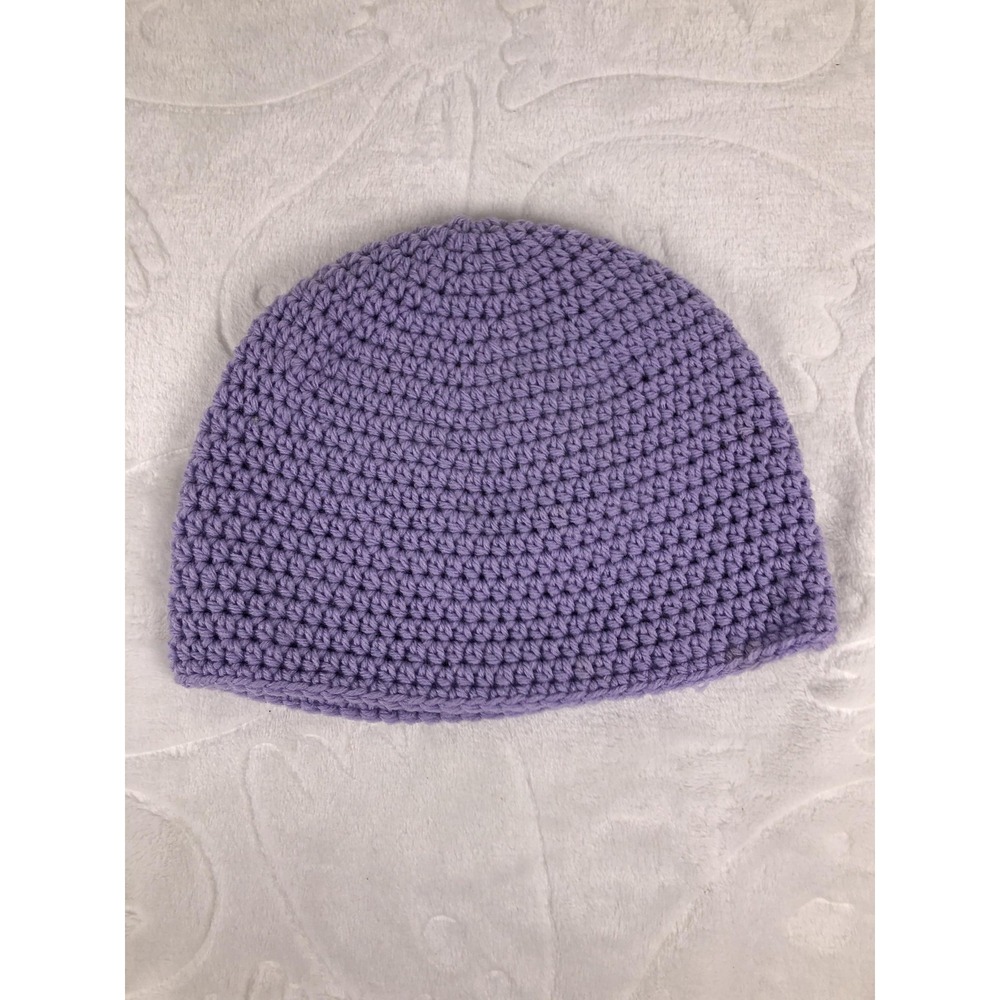 Handmade Crochet Hat Beanie Fitted Womens Purple‎ Lavender Knit Winter Skull Cap